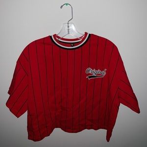 red hm cropped top